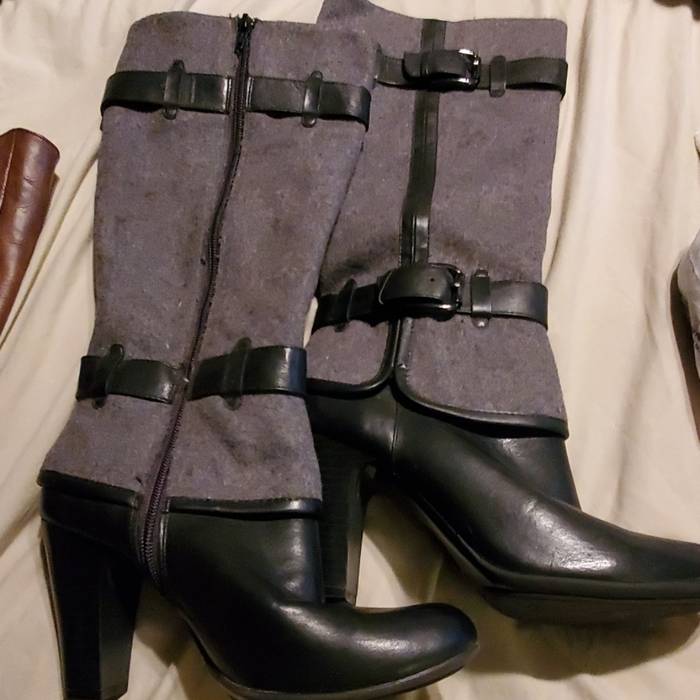 Black Grey Boots